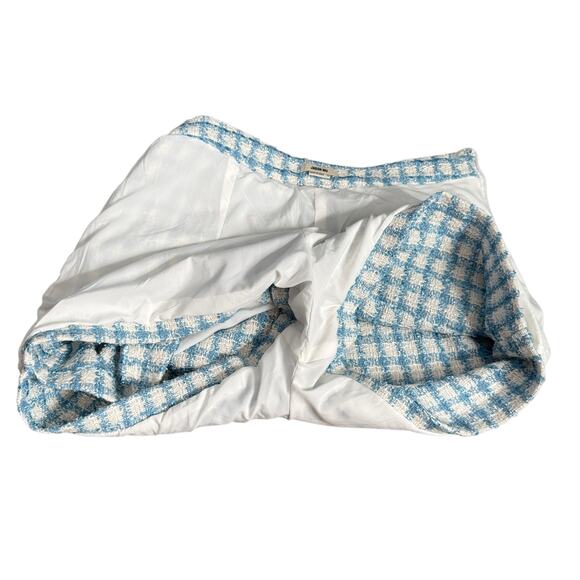 Jason Wu Size 10 Boucle Tweed Skort Blue White Windowpane Plaid Coastal Preppy - Picture 7 of 8